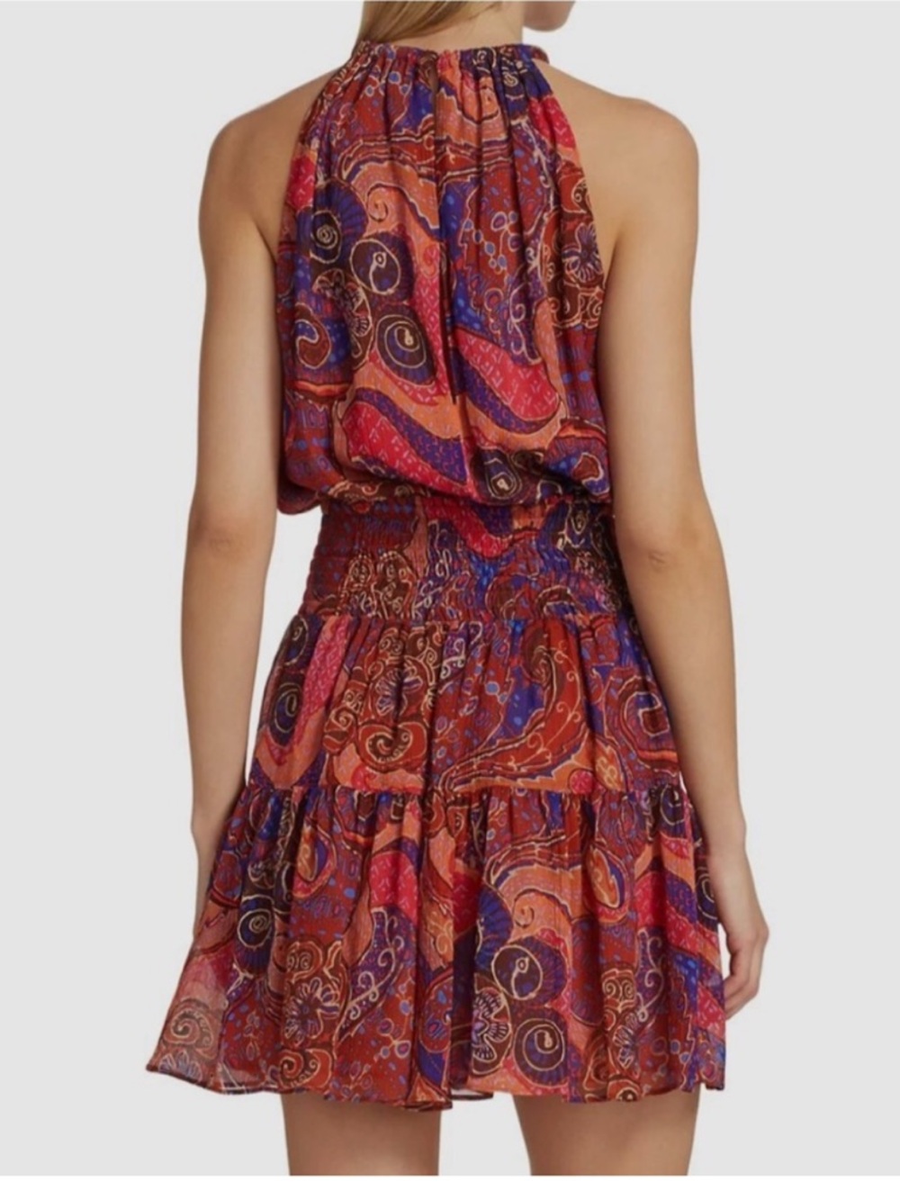 NEW A.L.C. cory silk mini dress in pink cobalt multi - Picture 3 of 8
